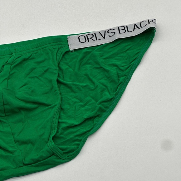 Orlvs Men’s NEW Green MODAL W/ white LOGO WAISTBAND LOW RISE BIKINI LARGE 1 PAIR - Picture 3 of 7